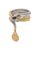 Protection Chain Ring, 18K Yellow Gold & Snake Sapphire and Diamond
